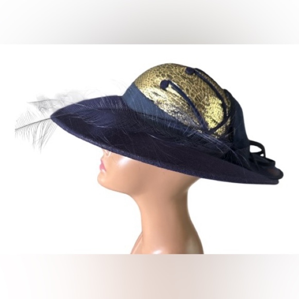 Elegant Navy and Gold Women's Hat